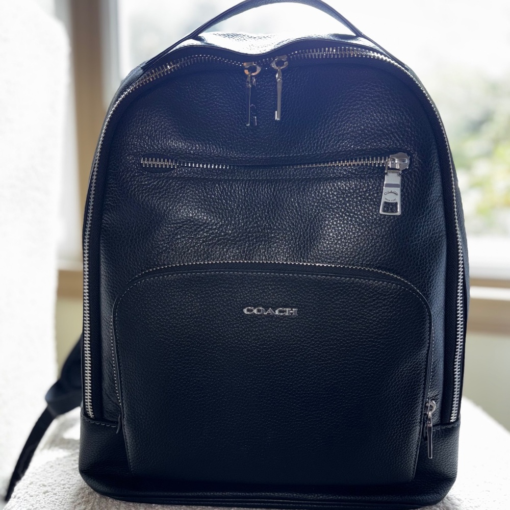 Coach Ethan Tech Backpack in Black Signature Leather
